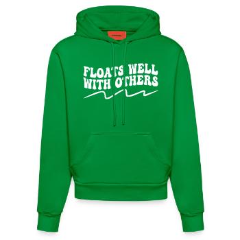 Floats Well With Others - Summer Joke, Lazy Tubing - Sweat à capuche bio ajusté fabriqué en UE - City Green - Devant