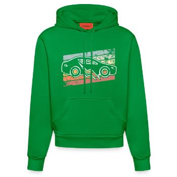 E-car electric car - Organic Fitted Hoodie Made in EU - City Green - Front