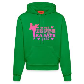 Never underestimate a karate girl - Organic Fitted Hoodie Made in EU - City Green - Front