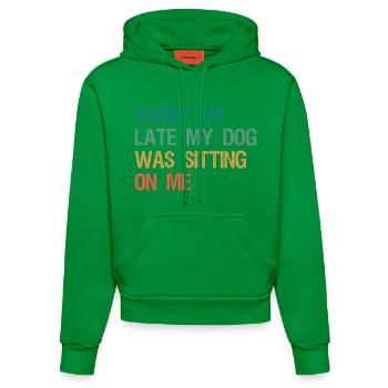 Sorry I'm Late My Dog Was Sitting On Me Retro - Organic Fitted Hoodie Made in EU - City Green - Vorne
