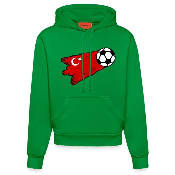 Türkische Flagge Fußball Grafik - Organic Fitted Hoodie Made in EU - City Green - Vorne