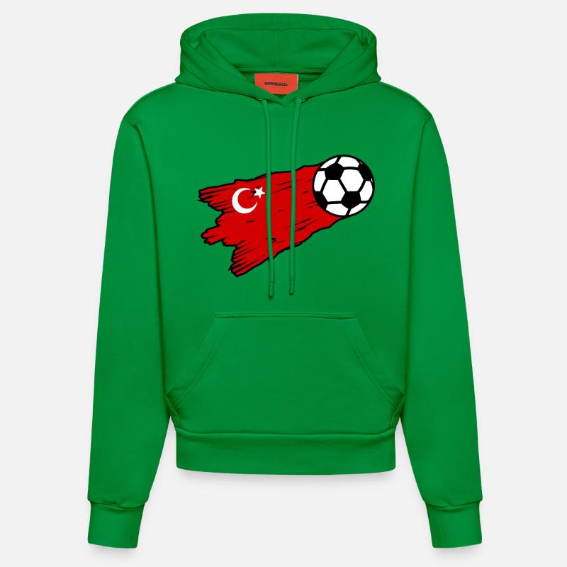 Graphique du football drapeau turc - Sweat à capuche bio ajusté fabriqué en UE - City Green