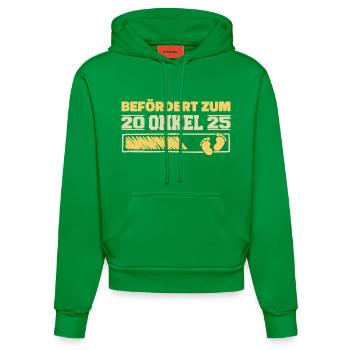 Schwangerschaft verkünden Geburt 2025 Onkel - Organic Fitted Hoodie Made in EU - City Green - Vorne