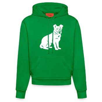 Silhouette de chien corgi - Sweat à capuche bio ajusté fabriqué en UE - City Green - Devant