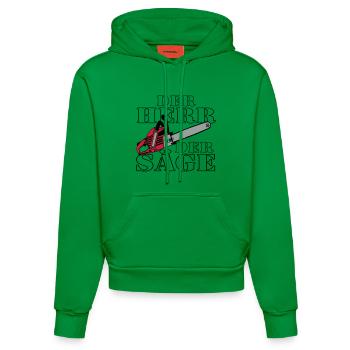 Motorsäge , der Herr der Säge Motorsäge (25) - Organic Fitted Hoodie Made in EU - City Green - Vorne