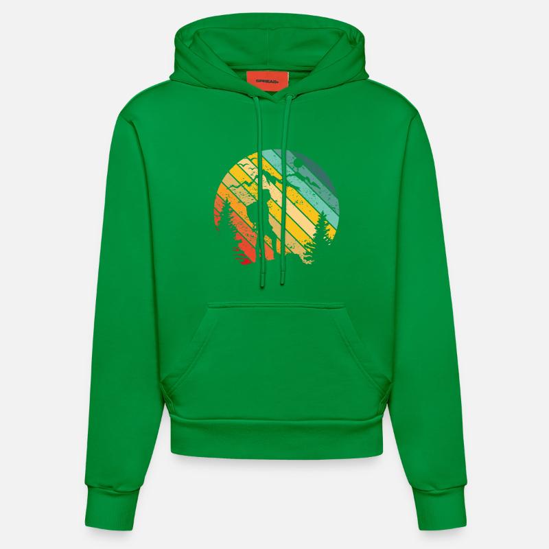 Randonnée Escalade Retro Sunset - Sweat à capuche bio ajusté fabriqué en UE - City Green