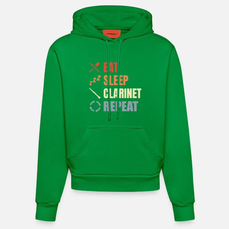 Manger Sommeil Clarinette Répéter - Sweat à capuche bio ajusté fabriqué en UE - City Green