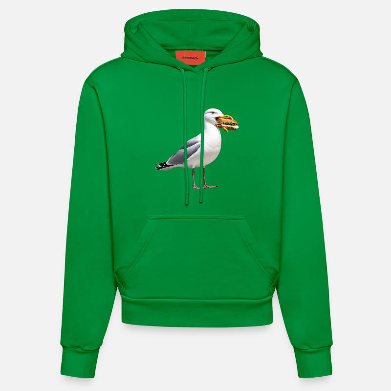 Rouleaux de herrgull avec poisson - Sweat à capuche bio ajusté fabriqué en UE - City Green