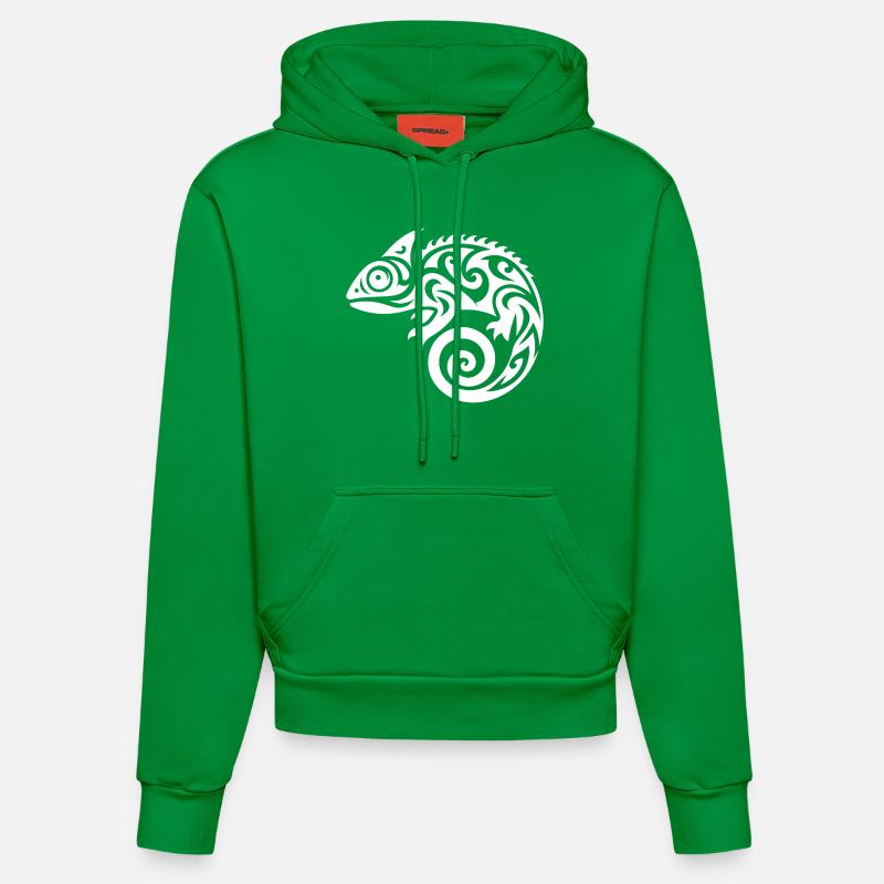 Joli petit tatouage caméléon - Sweat à capuche bio ajusté fabriqué en UE - City Green