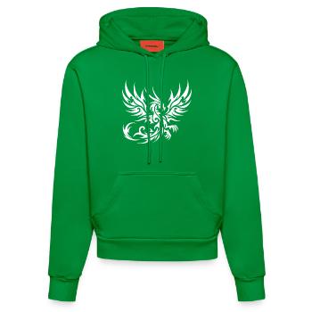 Wild Tattoo Tribal Dragon with Wings - Organic Fitted Hoodie Made in EU - City Green - Front