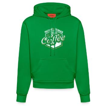 instant human just add coffee- coffee sayings - Organic Fitted Hoodie Made in EU - City Green - Front