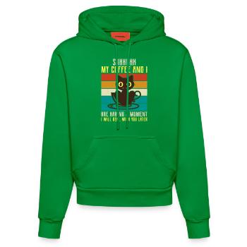 shhhhh my coffe- Coffee Sayings -Coffee Gifts - Organic Fitted Hoodie Made in EU - City Green - Front