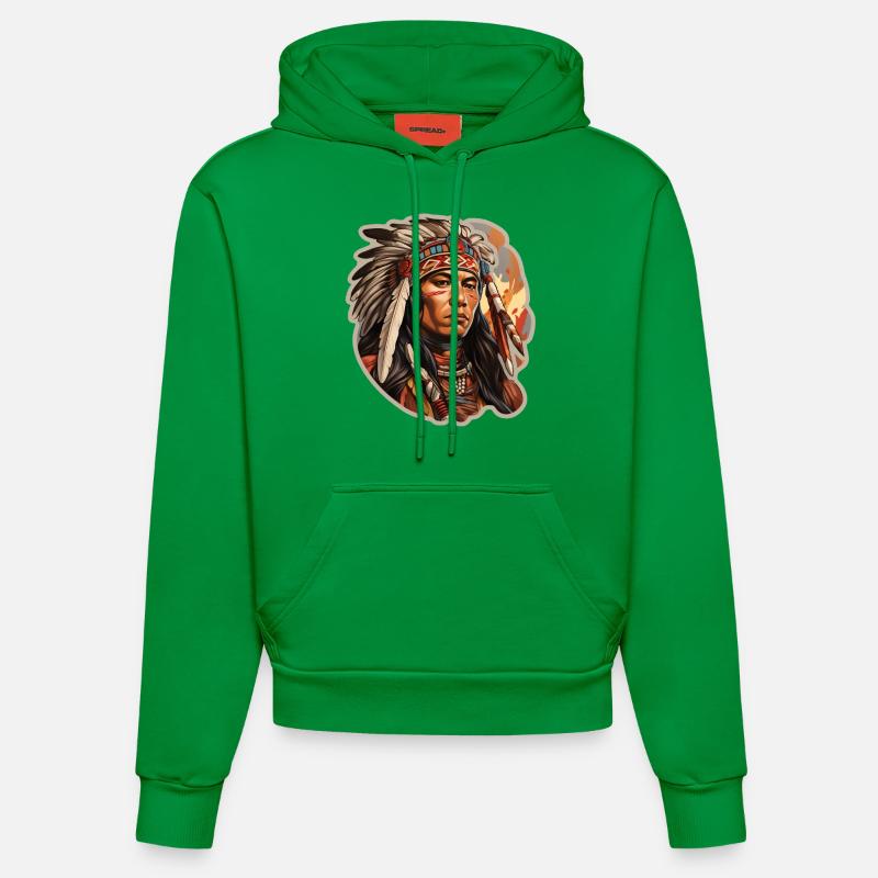 Amérindien - Sweat à capuche bio ajusté fabriqué en UE - City Green