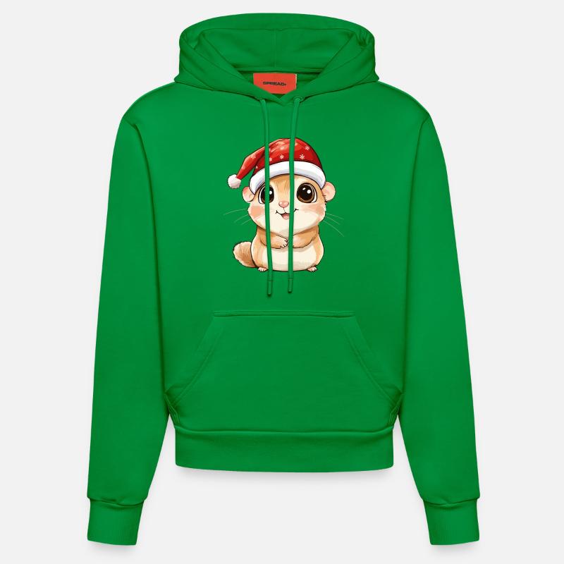 Hamster Noël mignon Noël mignon - Sweat à capuche bio ajusté fabriqué en UE - City Green