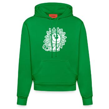 Lion Lion Head - Organic Fitted Hoodie Made in EU - City Green - Front