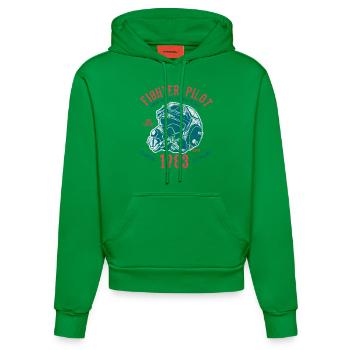 Pilote de chasse - pilotes de chasse de jet shirt design - Sweat à capuche bio ajusté fabriqué en UE - City Green - Devant