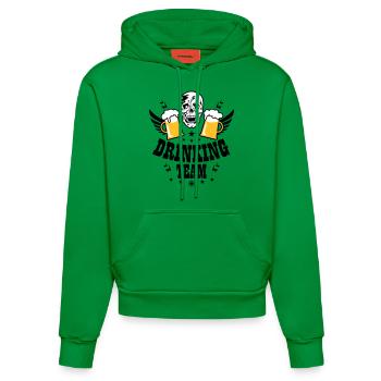 83 Totenkopf Skull 2 Bier DRINKING TEAM Beer - Organic Fitted Hoodie Made in EU - City Green - Vorne