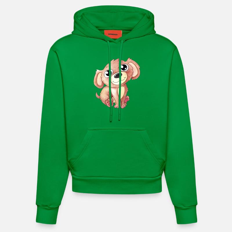 Chien de dessin animé mignon - Sweat à capuche bio ajusté fabriqué en UE - City Green