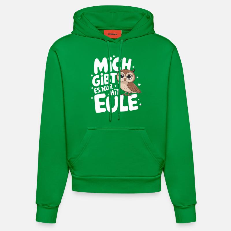 Nachteule Eule Eulen Vogel - Organic Fitted Hoodie Made in EU - City Green