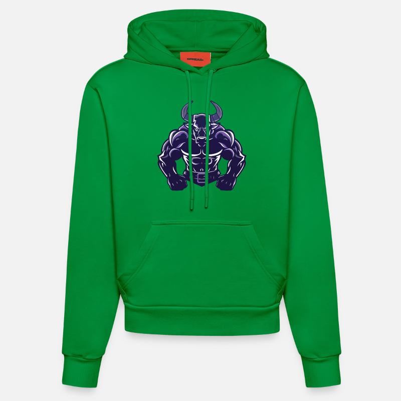 Muscles du taureau Musculation Taureau - Sweat à capuche bio ajusté fabriqué en UE - City Green