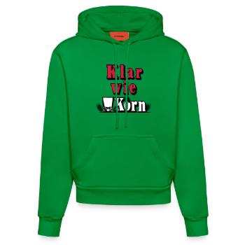 Korn , Party , Weizenkorn ,Klar wie Korn (25) - Organic Fitted Hoodie Made in EU - City Green - Vorne