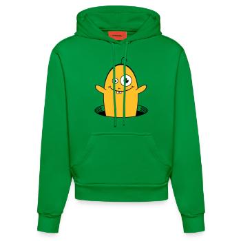 WILLY the friendly worm 1 - Organic Fitted Hoodie Made in EU - City Green - Front