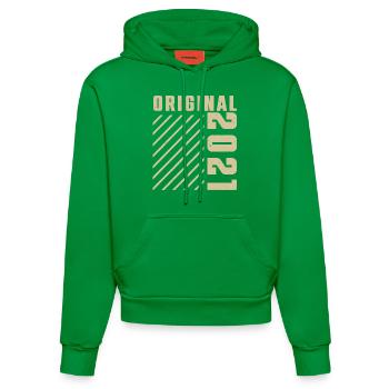 Original 2021 Authentic 2021 Vintage Bursdag - Organic Fitted Hoodie Made in EU - City Green - Vorne