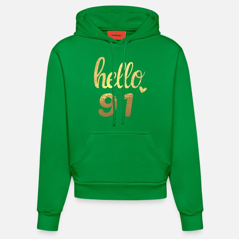 Hello 91 doré - Sweat à capuche bio ajusté fabriqué en UE - City Green