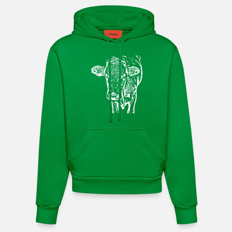 Tête de vache blanche - Sweat à capuche bio ajusté fabriqué en UE - City Green