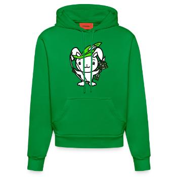 Bunny Arrow Bow Feather Hat Medieval Archer - Organic Fitted Hoodie Made in EU - City Green - Front
