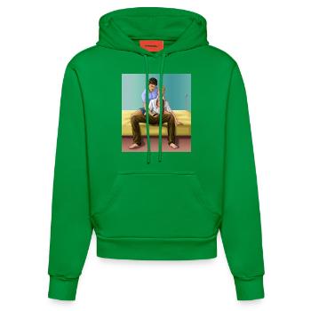 Sexy Guy Shirt 4 - Organic Fitted Hoodie Made in EU - City Green - Vorne