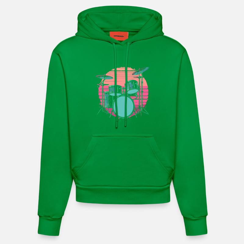 Batterie Synthwave - Sweat à capuche bio ajusté fabriqué en UE - City Green