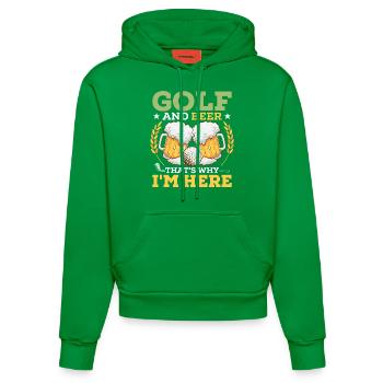 Golf And Beer That's Why I'm Here Golfer Hobby - Organic Fitted Hoodie Made in EU - City Green - Vorne