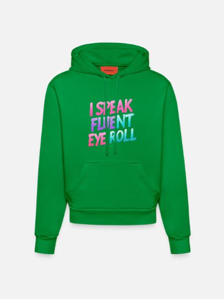 Augenrollen mit Wortwitz - Organic Fitted Hoodie Made in EU - City Green