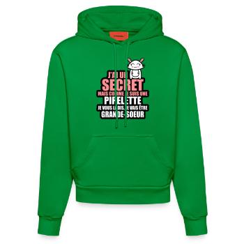 j'ai un secret je vais être grande-soeur - Sweat à capuche bio ajusté fabriqué en UE - City Green - Devant