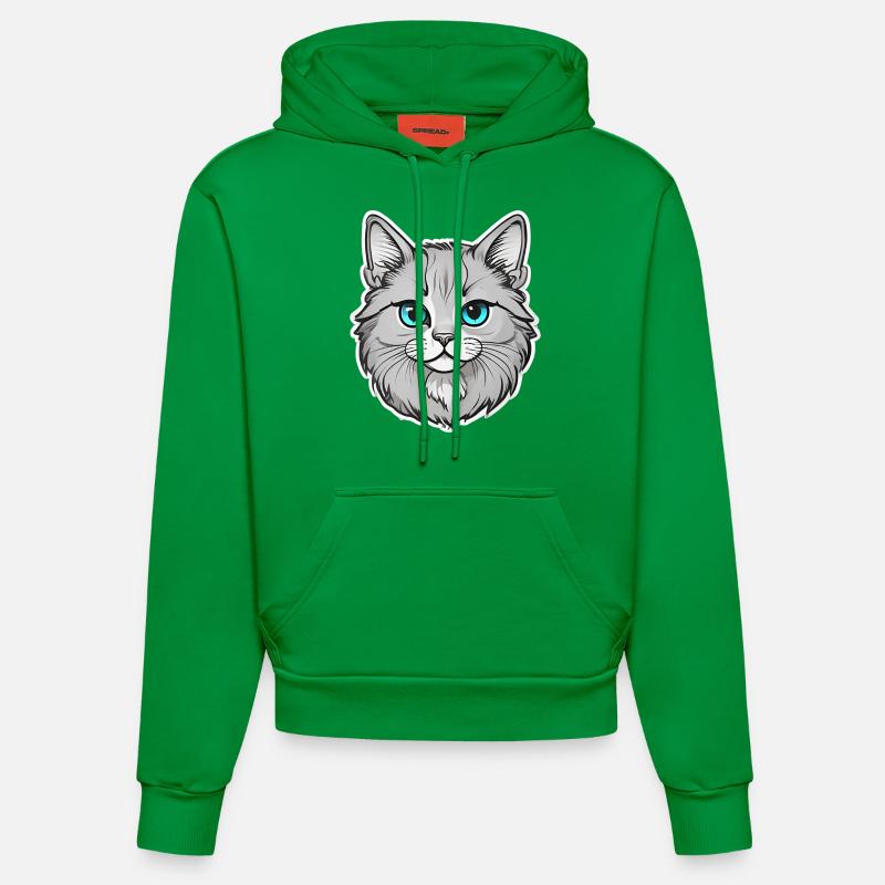 Design chat mignon - Sweat à capuche bio ajusté fabriqué en UE - City Green