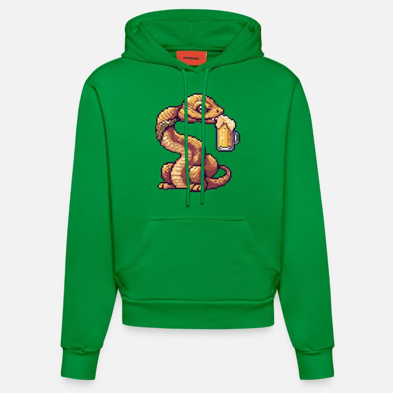 Bière Snake Cobra Pixel - Sweat à capuche bio ajusté fabriqué en UE - City Green
