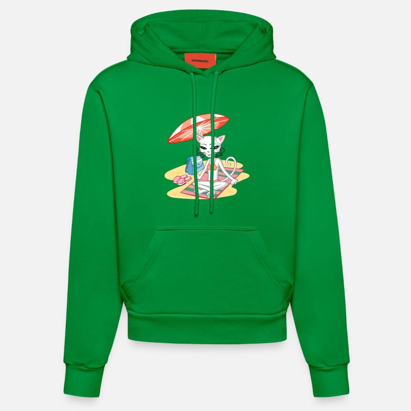 Chat sur la plage - Sweat à capuche bio ajusté fabriqué en UE - City Green
