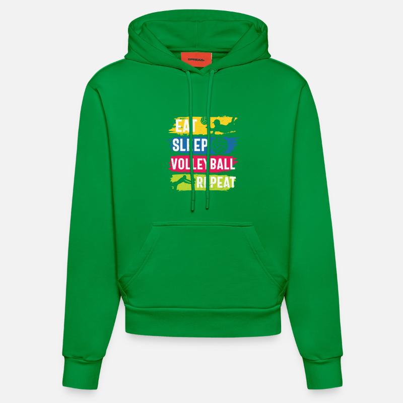 Manger dormir Volley-ball Répéter - Sweat à capuche bio ajusté fabriqué en UE - City Green