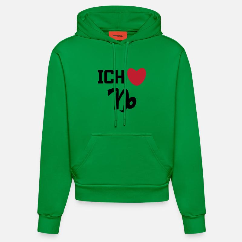Herz Steinbock Statement Horoskop Sternzeichen - Organic Fitted Hoodie Made in EU - City Green
