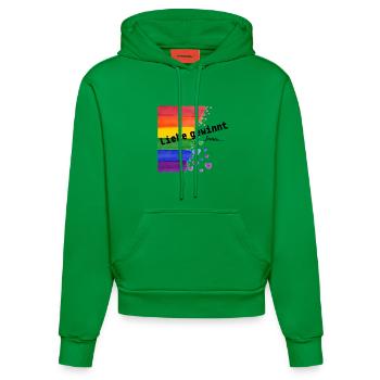 Liebe ist Liebe – Regenbogen Pride Design - Organic Fitted Hoodie Made in EU - City Green - Vorne