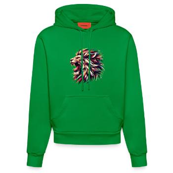 Lion Roars Geometric Gift - Organic Fitted Hoodie Made in EU - City Green - Front