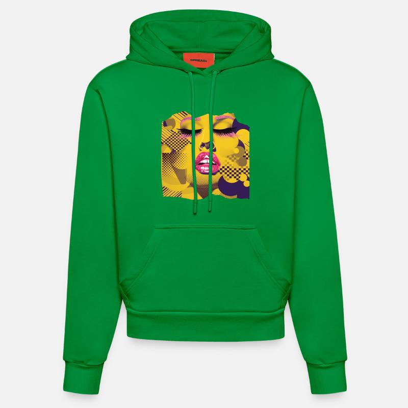 Pop Art Jaune et Rose - Sweat à capuche bio ajusté fabriqué en UE - City Green