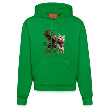 Super Katze Britisch Kurzhaar BKH getigert - Organic Fitted Hoodie Made in EU - City Green - Vorne