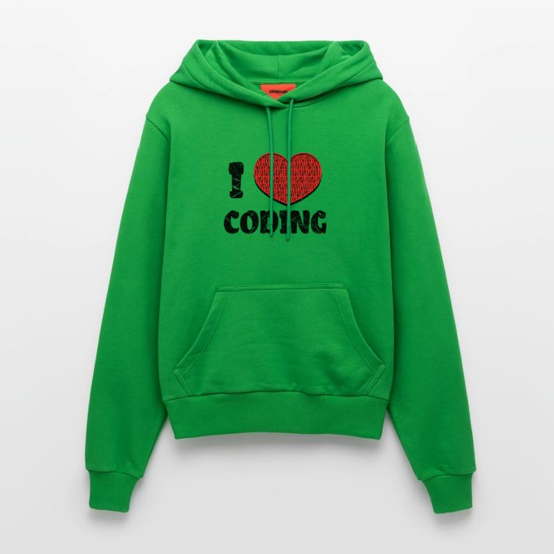 Code Developer Skripting Debug Herz Statement Organic Fitted Hoodie Made in EU