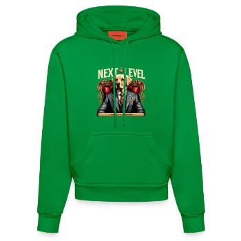 Dudley Labrador Suit Next Level Dog King Chair - Organic Fitted Hoodie Made in EU - City Green - Front