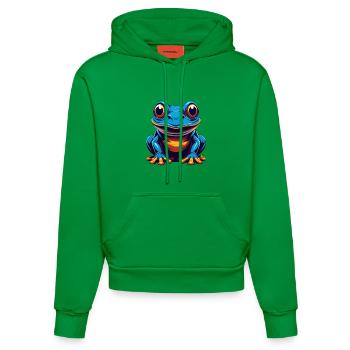 Frog Colorful Kawaii Cartoon Character Clipart - Organic Fitted Hoodie Made in EU - City Green - Front