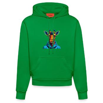 Giraffe Bunte Kawaii Cartoon Figur Clipart - Organic Fitted Hoodie Made in EU - City Green - Vorne