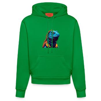 iguane coloré kawaii dessin animé personnage clipart - Sweat à capuche bio ajusté fabriqué en UE - City Green - Devant