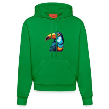 Toucan Colorful Kawaii Cartoon Character Clipart - Organic Fitted Hoodie Made in EU - City Green - Front